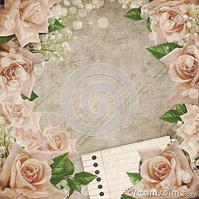 Wedding vintage romantic background ith roses Stock Photo