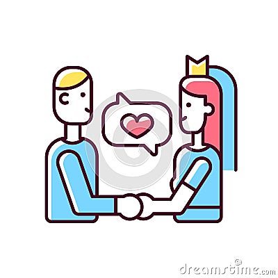 Wedding vows RGB color icon Vector Illustration