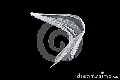 Wedding white Bridal veil isolated on black background. veil flutters in the wind Stock Photo