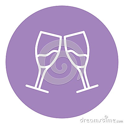 Wedding wine glasses, icon Vector Illustration