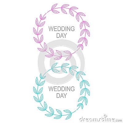 Wedding Wreath Collection Pink Blue Vector Illustration