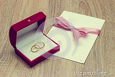 Weddings Ring And Invitation Stock Photo