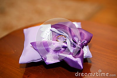 Weddings ring on the serenity pillow Stock Photo