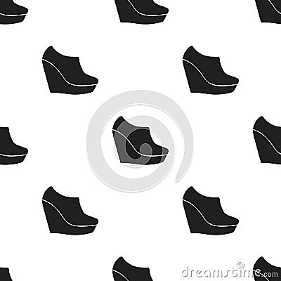 Wedge booties icon in black style isolated on white background. Shoes pattern stock vector illustration. Vector Illustration