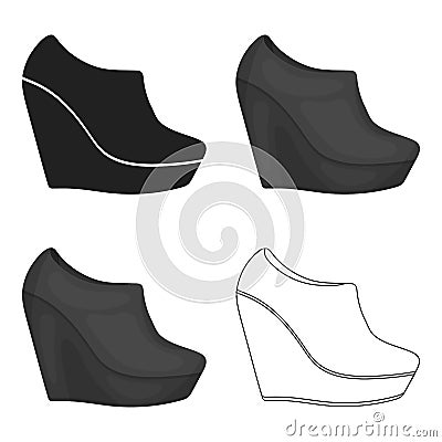 Wedge booties icon in cartoon style isolated on white background. Shoes symbol stock vector illustration. Vector Illustration