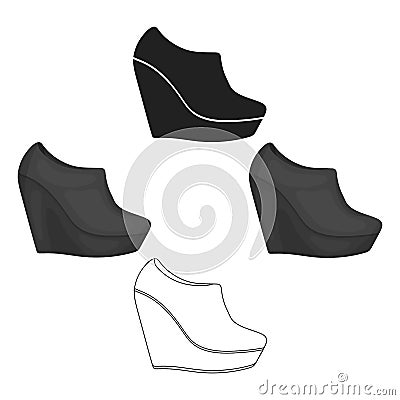 Wedge booties icon in cartoon style isolated on white background. Shoes symbol stock vector illustration. Vector Illustration