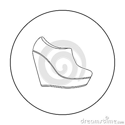 Wedge booties icon in outline style isolated on white background. Shoes symbol stock vector illustration. Vector Illustration