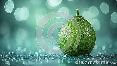 A wedge of fresh lime generates a splash, encapsulating the refreshing hydration of summer Stock Photo