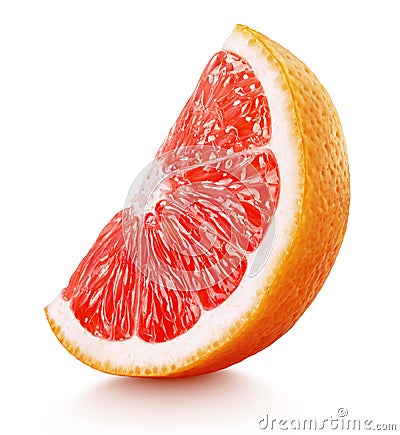 Wedge of pink grapefruit citrus fruit isolated on white Stock Photo