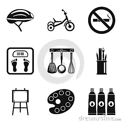 Wee icons set, simple style Vector Illustration