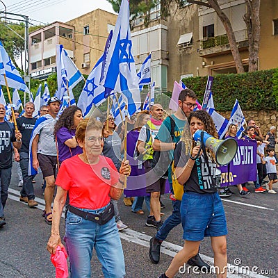 Week 21 of anti-government protest in Haifa Editorial Stock Photo