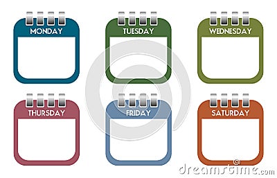 Week day calendar sheets Vector Illustration