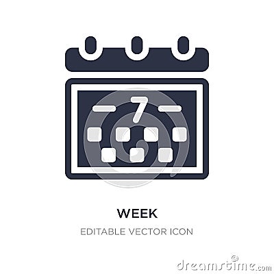 week icon on white background. Simple element illustration from Time and date concept Vector Illustration