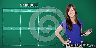 Weekdays school schedule and school girl Stock Photo