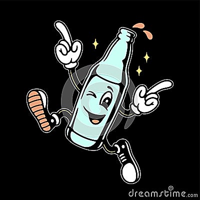 WEEKEND CALL CARTOON BOTTLE WHITE BLACK Stock Photo