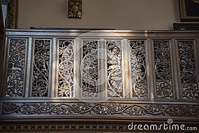 Entrance hall staircase balustrade of Loppem Castle Bruges Editorial Stock Photo