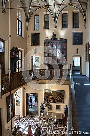 Entrance hall in Loppem Castle Bruges Editorial Stock Photo