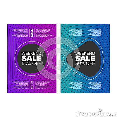 Weekend Sale poster or banner template set Vector Illustration