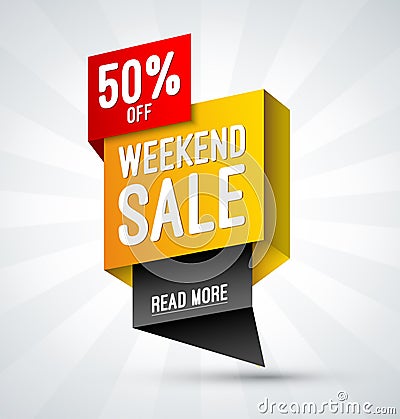 Weekend sale, special offer banner. Discount template. Shopping vector background Vector Illustration
