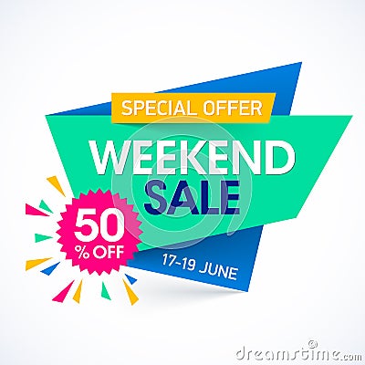 Weekend super sale special offer banner Vector Illustration