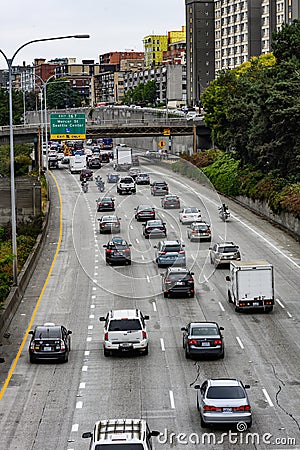 Slow moving traffic on I5 Editorial Stock Photo