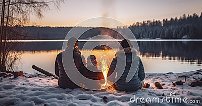A Weekend Trip of Forest Walks and Lakeside Bonfires with the Family Stock Photo