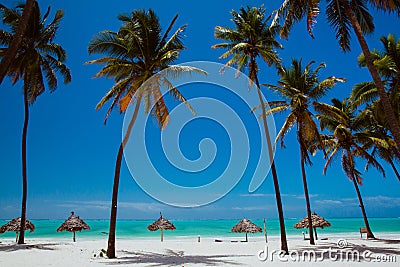 Weekend on Zanzibar blue ocean beach Stock Photo