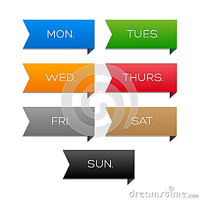 Weekly calendar with colorful ribbons Vector Illustration