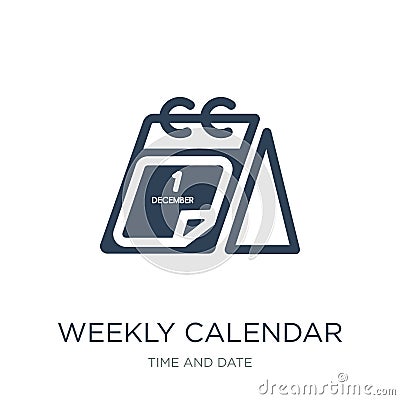 weekly calendar icon in trendy design style. weekly calendar icon isolated on white background. weekly calendar vector icon simple Vector Illustration