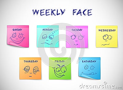 Weekly calendar stickers Vector Illustration