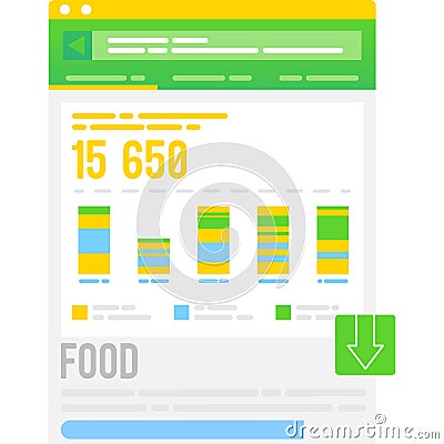 Weekly calorie intake count mobile app icon vector Vector Illustration