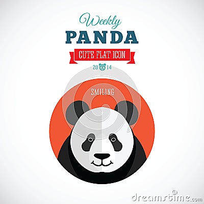 Weekly Panda Cute Flat Animal Icon - Smiling Vector Illustration