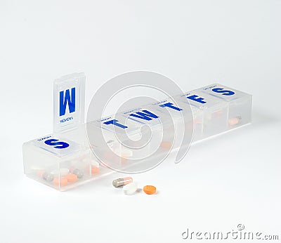 Weekly Pill Box Stock Photo