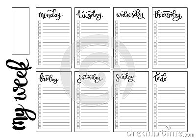 Weekly planner blank template Vector Illustration