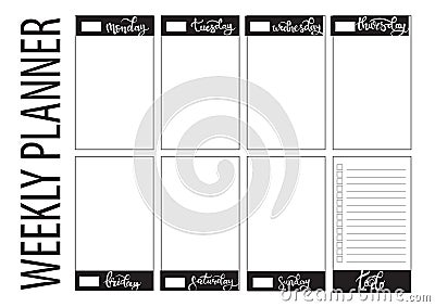 Weekly planner blank template Vector Illustration