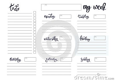 Weekly planner blank template Vector Illustration