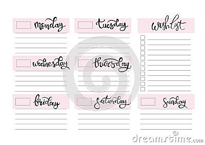 Weekly planner blank template Vector Illustration