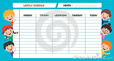 Daily And Weekly Planner For Children Vector Illustration