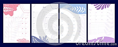 Weekly planner. Organizer and schedule with notes, planners and to do list, agenda checklists calendar office events Vector Illustration