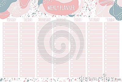 Weekly planner. Templates for notes, to do and buy lists. Organizer, planner, schedule for your design. Abstract vector Vector Illustration