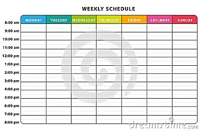 Weekly schedule Vector Illustration