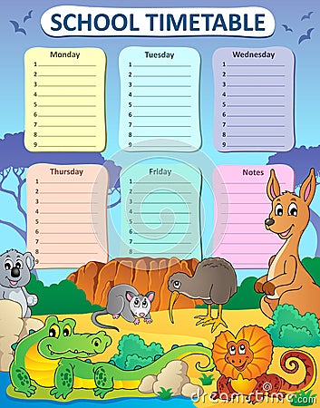 Weekly school timetable composition 3 Vector Illustration