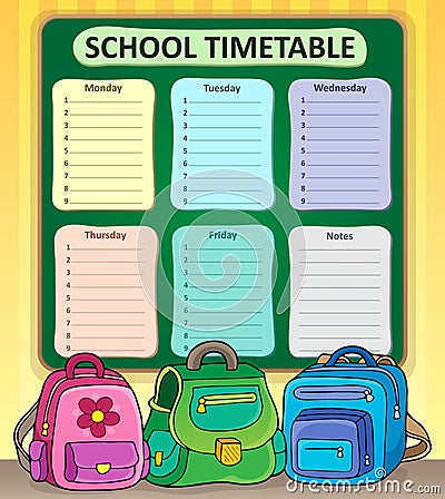 Weekly school timetable composition 7 Vector Illustration