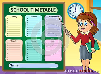 Weekly school timetable concept 7 Vector Illustration