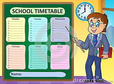 Weekly school timetable concept 6 Vector Illustration