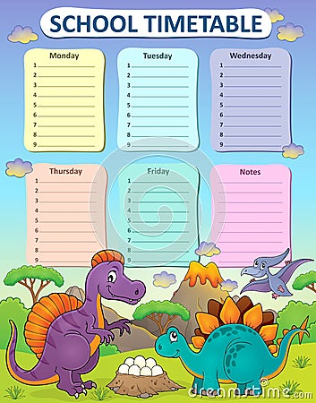 Weekly school timetable thematics 2 Vector Illustration