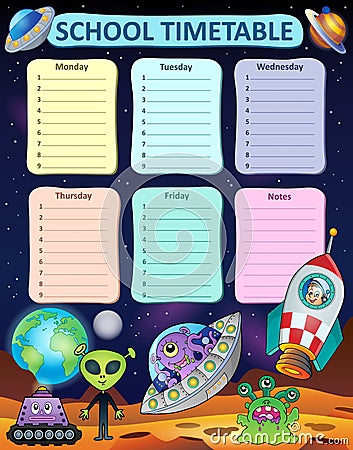 Weekly school timetable thematics 8 Vector Illustration