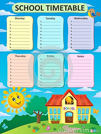 Weekly school timetable theme 2 Vector Illustration