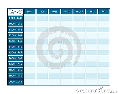 Weekly Template for Seven Days with Timeline Vector Illustration