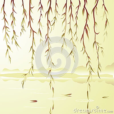 Weeping willow Vector Illustration